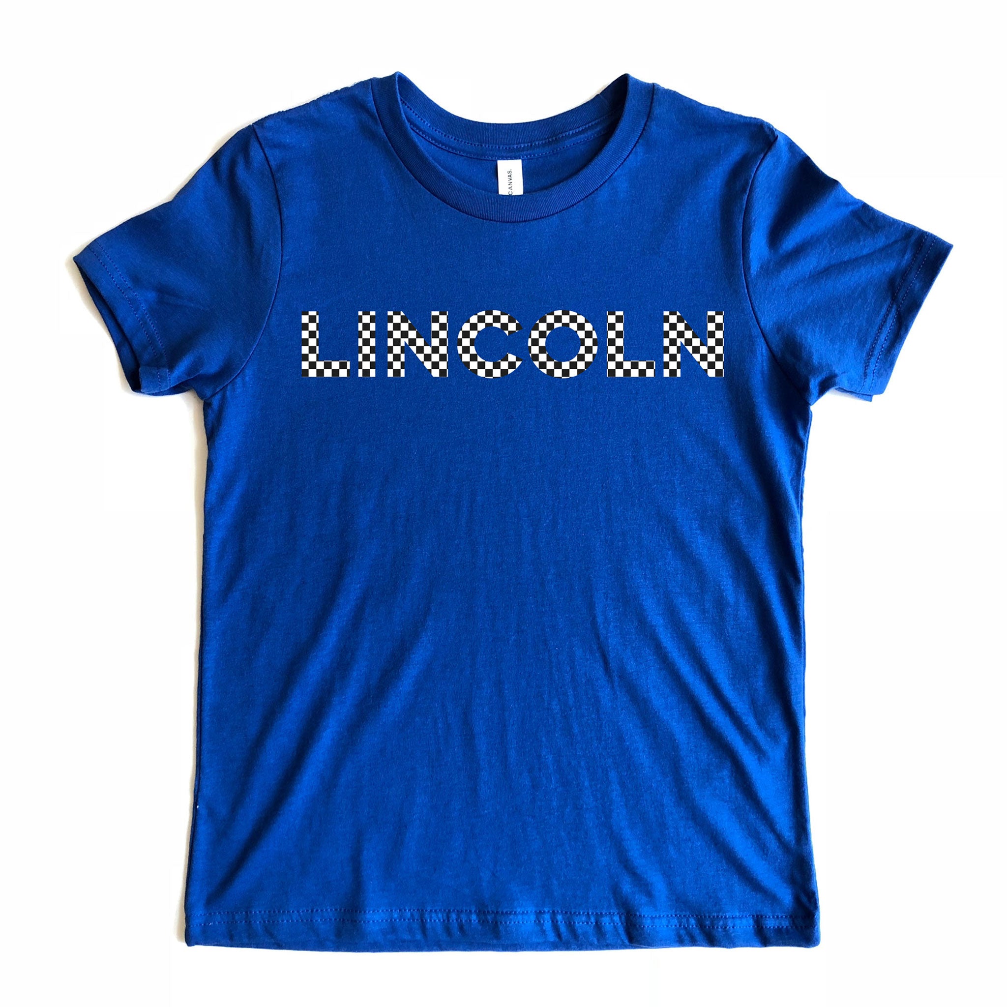 Lincoln Adult Checkered Royal Blue Tee