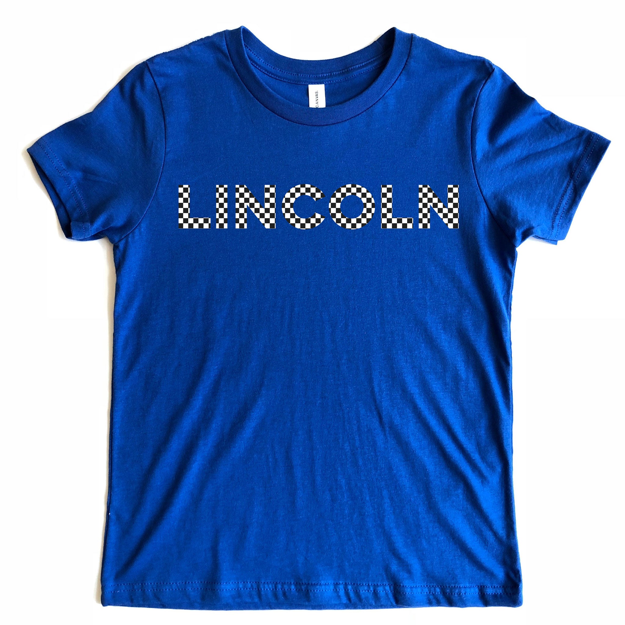 Lincoln Youth Checkered Royal Blue Tee